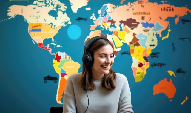 young-woman-headphones-smiles-sitting-against-world-map-backdrop-exploring-foreign-languages-concept_209484-25792